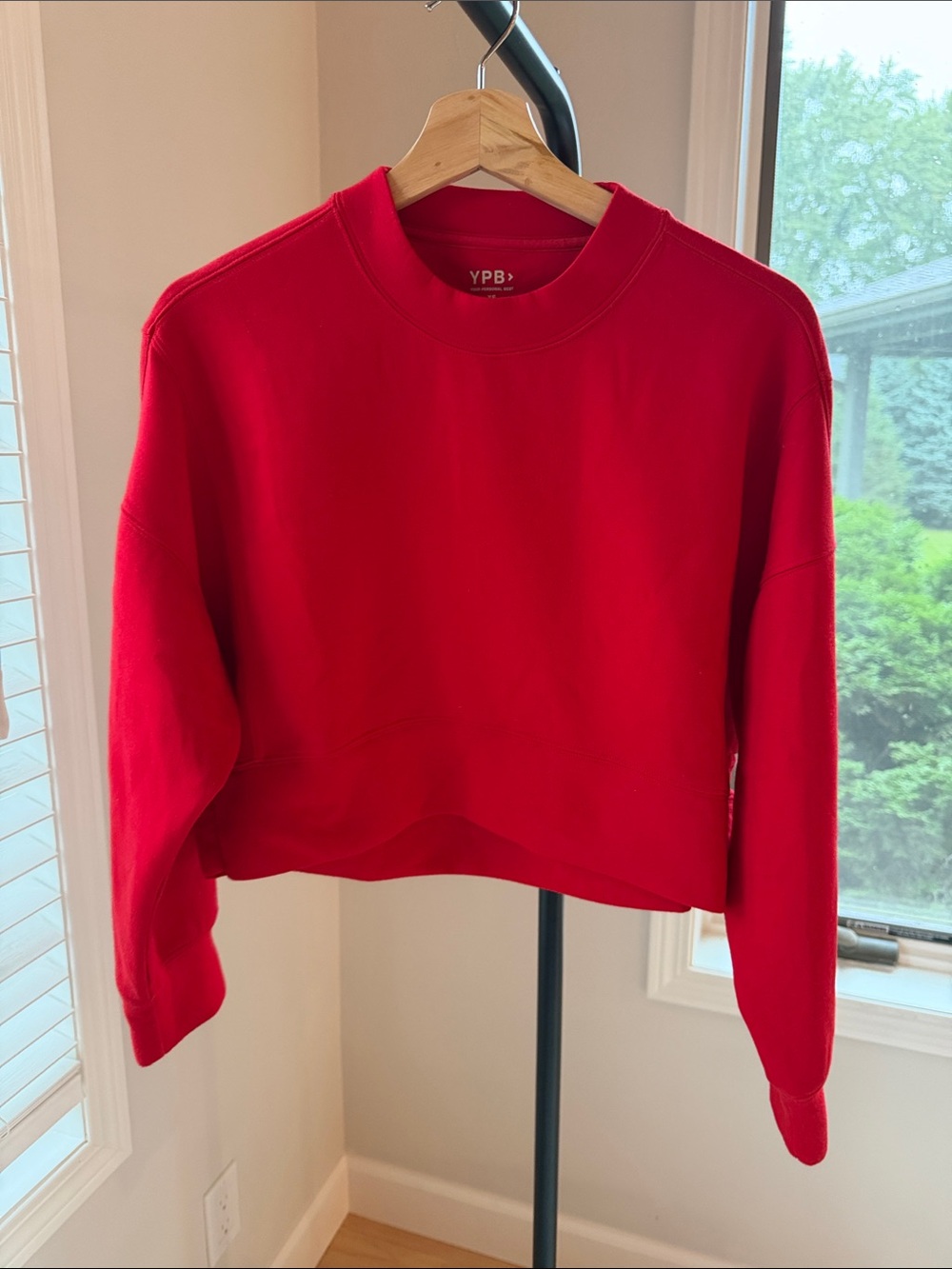 YPB Red Cropped Crewneck Sweatshirt for Women